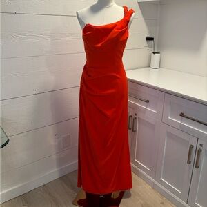 Black Halo Eve Marion Gown One Shoulder Red Evening Gown Size 4